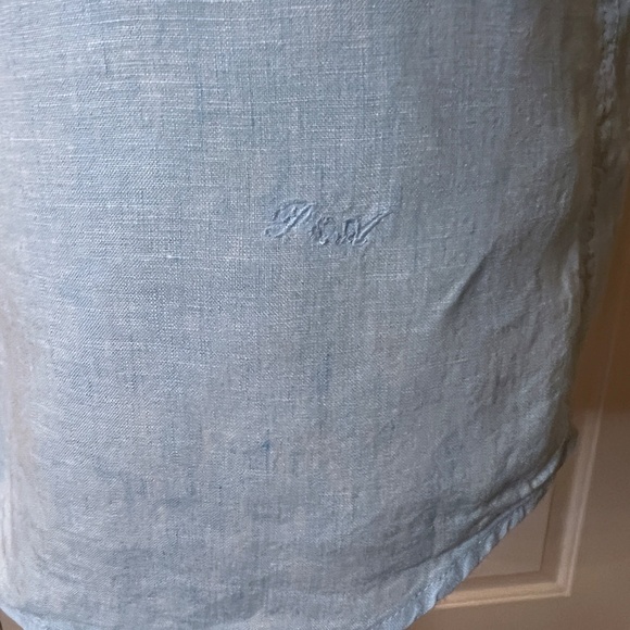 EUC Men's Porter & Ash Ocean Blue Short Sleeve Linen Button Front Shirt Size XL - Picture 4 of 4